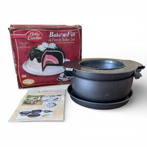 Vintage Betty Crocker Bake'n Fill Cake Pan Set Filled Cakes Dome 4 Piece Baking